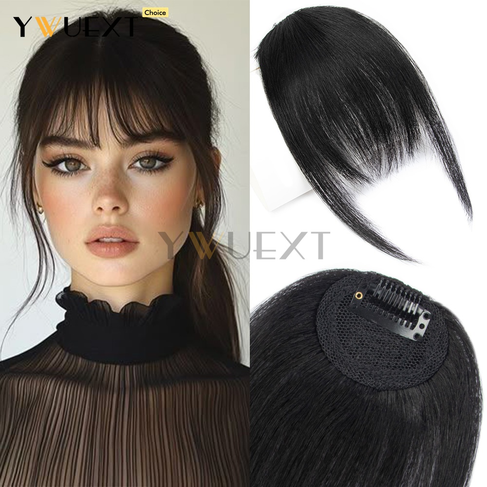 Women Accessories Clearance - クリップ式人毛ストレートヘアピース、マシンメイドレミーフレンチバング、女性用、簡単に装着・取り外しできるヘアピース、薄毛用