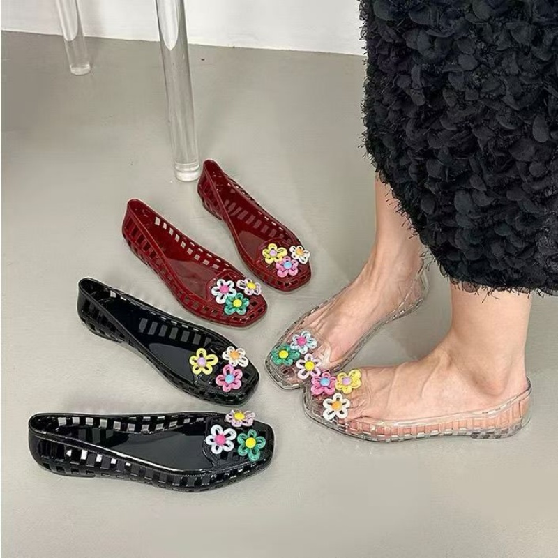 Women'S Shoes And Accessories - 中空かわいいドーパミンシューズシックな手作りフラワーゼリーシューズ靴バックル穴靴 DIY 靴アクセサリージュエリーバレエシューズ