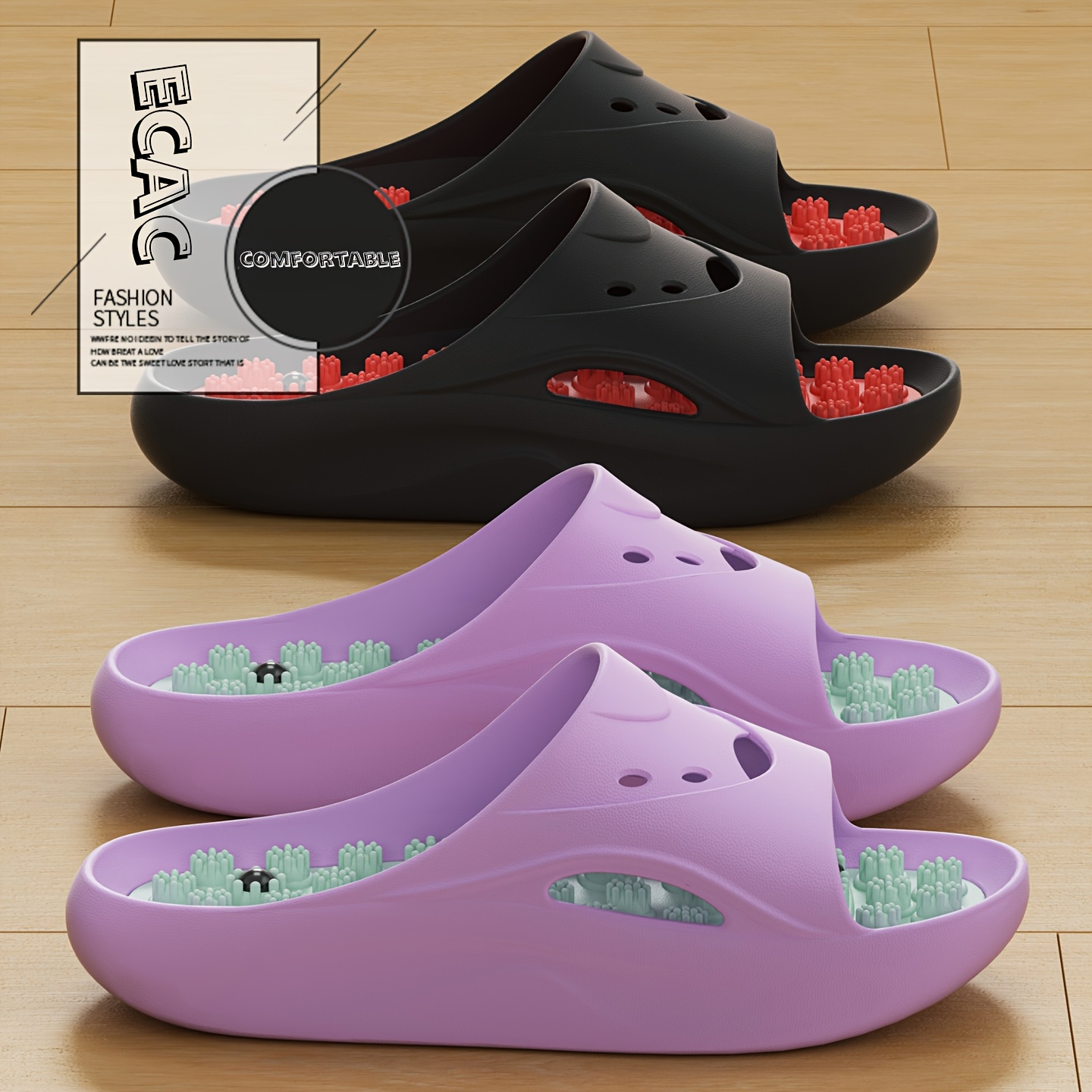 Women'S Shoes And Accessories - 女性男性用EVAマッサージスリッパ厚底バスルームスライド滑り止めシャワーサンダルソフトクッションホーム屋内屋外ビーチシューズ