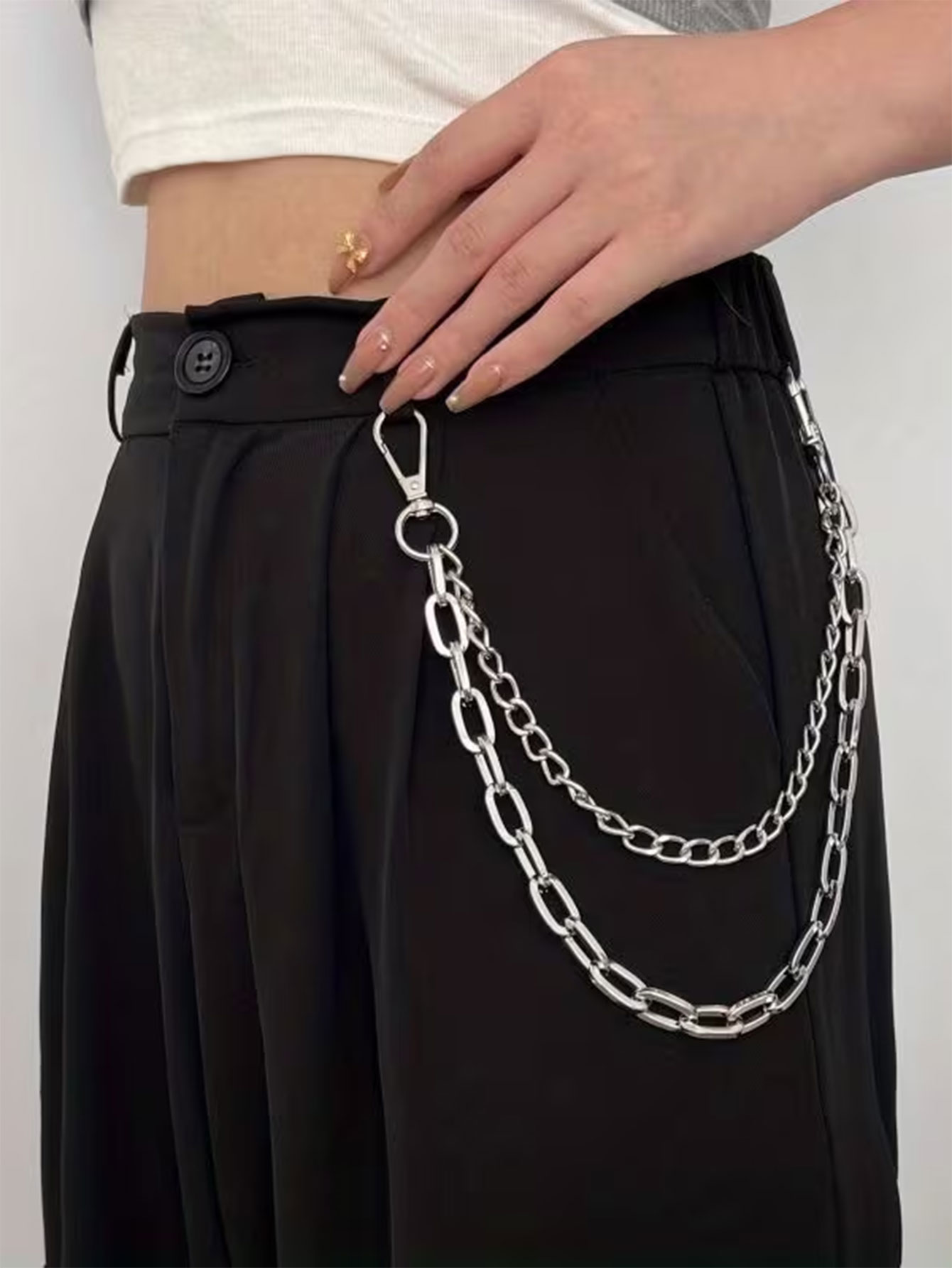 Women'S Jeans Accessories Chain - ユニセックスパンクスタイルメタルファッションウエストチェーンジーンズアクセサリーペンダントヒップホップ多用途パンツチェーン男性女性用デイリーマッチング