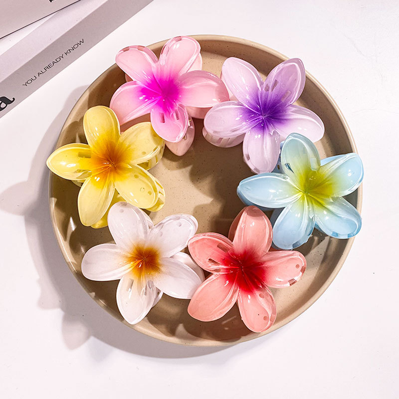 Women Accessories In Wholesale - 1/6 個 8 センチメートル女性の花のヘアクリップ休暇ボヘミア卵花サメクリップバレッタファッションヘアピンヘアアクセサリー卸売
