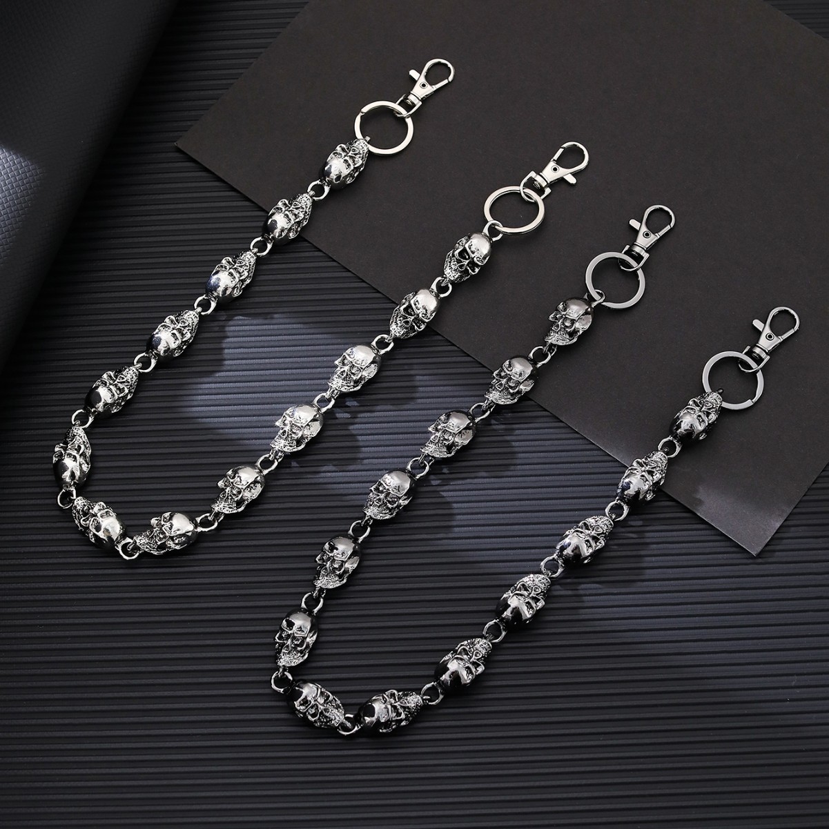 Women'S Jeans Accessories Chain - スカルキーホルダーウォレットチェーン、パンクゴシックメタルジーンズキーリング、男性女性用、ヒップホップバイカーパンツキーホルダーアクセサリー