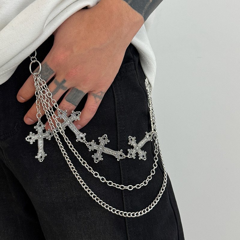 Women'S Jeans Accessories Chain - ファッションパンクメタルパンツチェーンヒップホップウエストチェーンクロスペンダントジーンズチェーン男性女性アクセサリーギフト