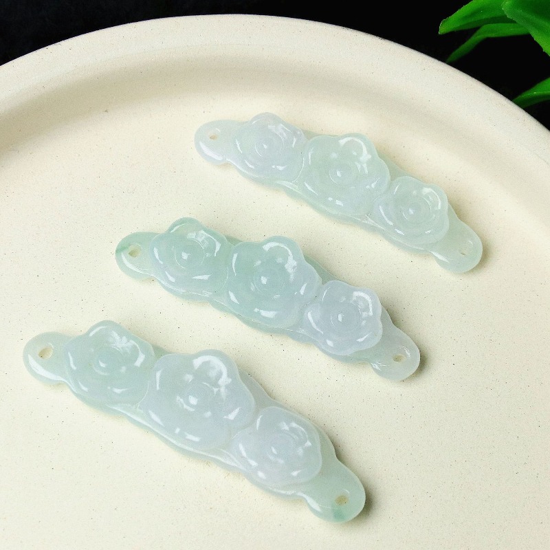 Women Accessories To Gift - 1pc 天然翡翠エメラルドフラワーハンドカード DIY アクセサリー高級ジュエリーファッションジュエリー絶妙なリアルチャームギフト女性男性