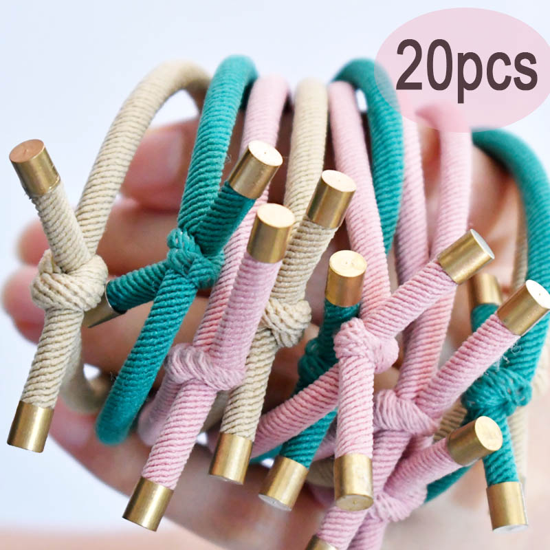 Women Accessories In Wholesale - 女性のための弾性ヘアラバーバンド、結び目のあるロープのランチ、ネクタイアクセサリー、スタイリッシュな女の子、卸売、パックあたり20個