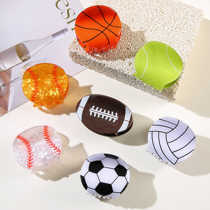 Women'S Volleyball Accessories - フットボールグリップクリップ バスケットボールヘアクリップ バレーボールシャーククリップ テニスクリップ クリエイティブなヘアアクセサリー 個性的なトレンドファッション