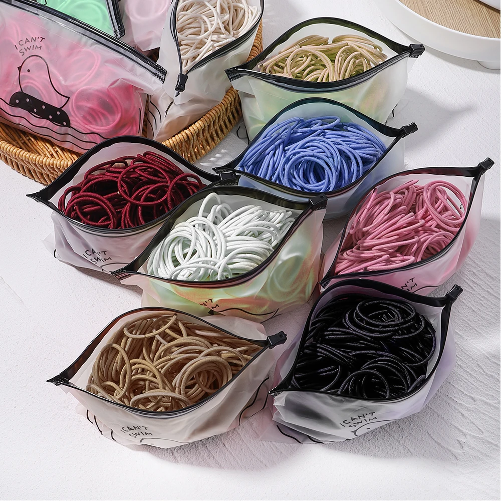 Women Accessories In Wholesale - 50 個高弾性ゴムバンド女性女の子黒髪ネクタイ子供子供ワイドポニーテールホルダーヘアアクセサリー卸売