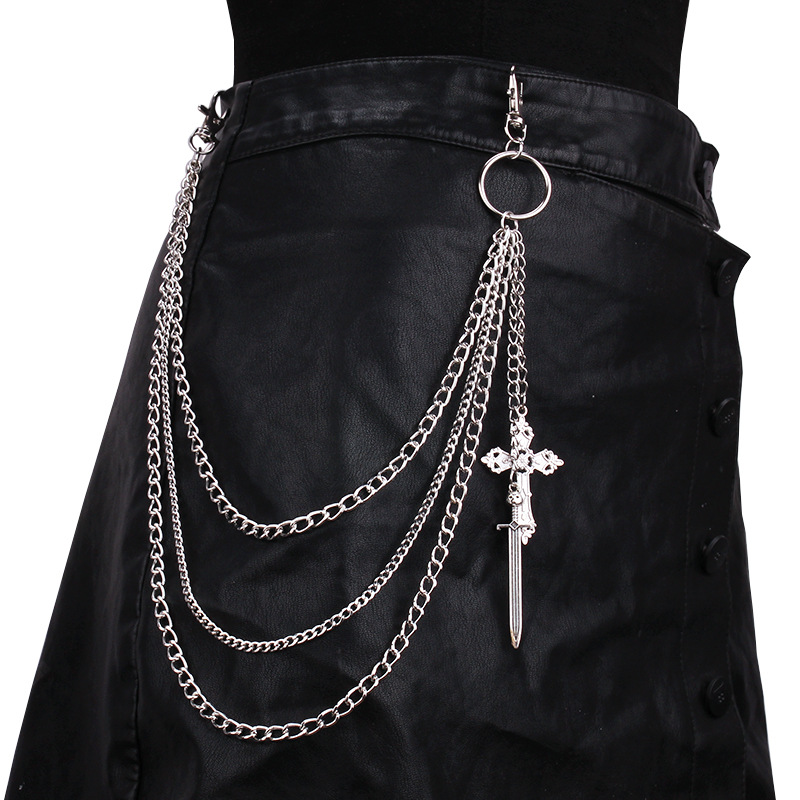 Women'S Jeans Accessories Chain - ヒップホップスカルクロスパンツウエストチェーン男性女性クールジーンズチェーンキーホルダー財布チェーンゴシックバイカーファッションアクセサリー