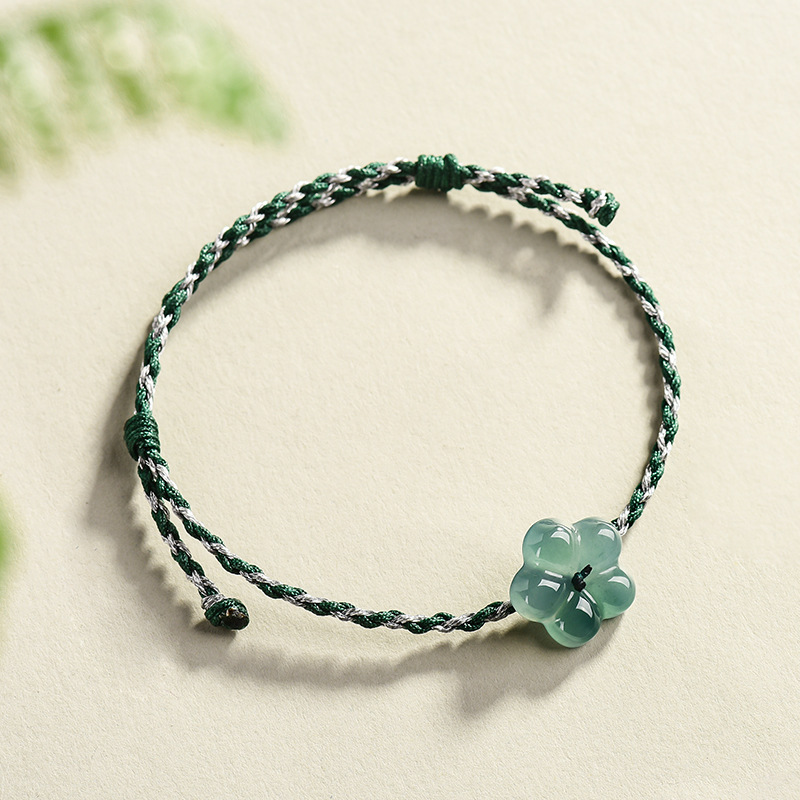 Women Accessories To Gift - ビルマ翡翠フラワーブレスレット天然翡翠チャームファッションアクセサリーヴィンテージギフト女性のためのお守り高級バングル