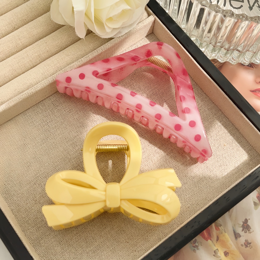 Women Accessories In Wholesale - 19種類のヘアクロウクリップ、女性用、花、十字、ドット、ハート、幾何学模様、シックなバレッタ、グリップヘアアクセサリー、ヘッドウェア、卸売