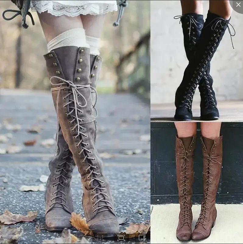 Women Knight Accessories - 中世衣装騎士ブーツバイキングコスプレ Larp 靴 Pu レザー戦士女性コスプレファンシーブーツカーニバルパーティースチームパンク