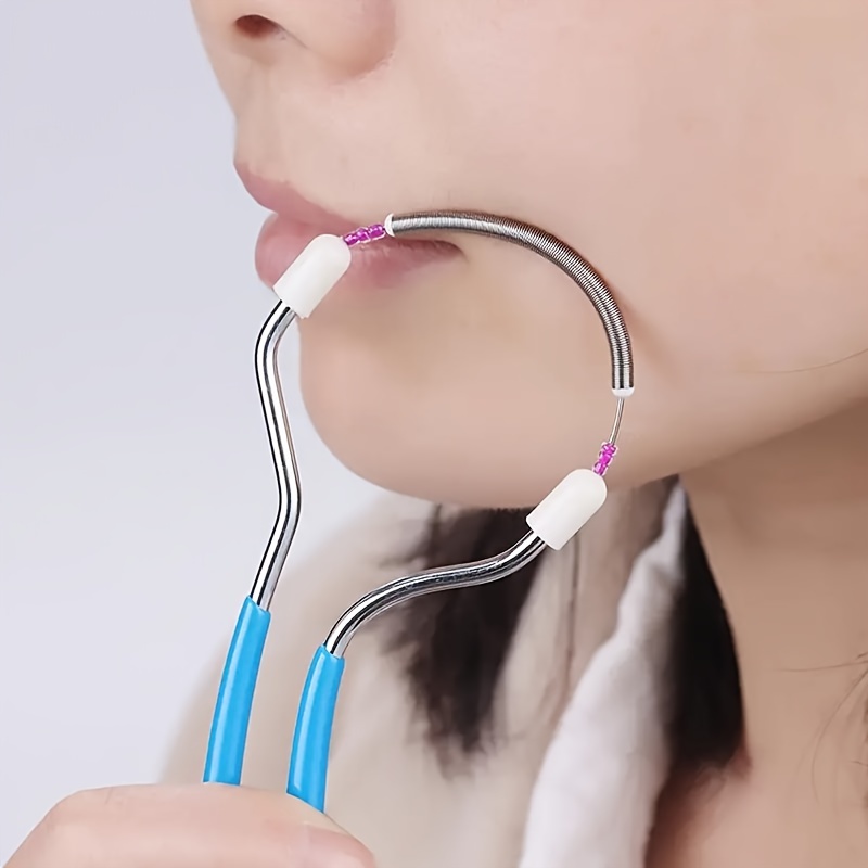 Women Accessories Clearance - 女性用フェイシャル脱毛器、上唇、顎、顔の不要な毛を除去、滑らかな肌のためのポータブルハンドヘルドスプリングローラー脱毛器