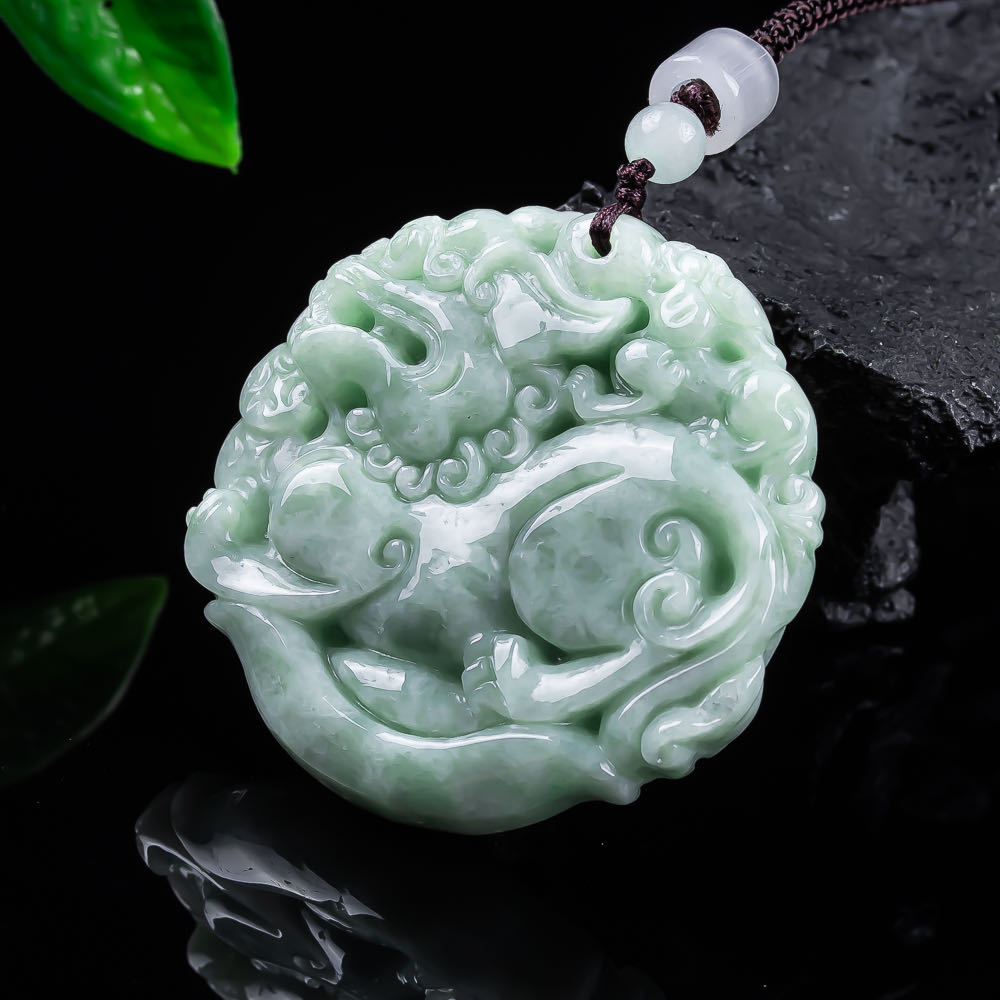 Women Accessories To Gift - 天然ミャンマー翡翠貔貅ペンダントネックレス彫刻お守りファッション本物の翡翠のお守りアクセサリーデザイナーギフト女性のための