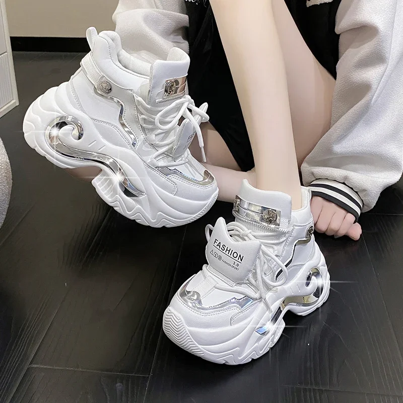 Women'S Shoes And Accessories - BLING-女性用ハイプラットフォームスニーカー,ハイソールのカジュアルシューズ,レースアップ,隠しウェッジ,レジャー,新しい秋,2023
