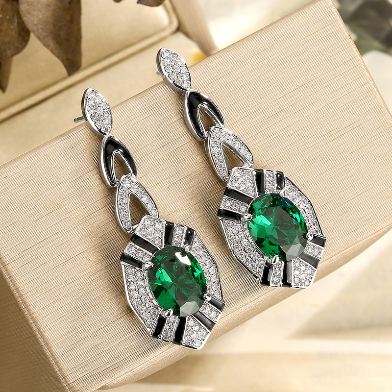 アールデコ オーバルカット エメラルド サファイア ルビー  - Women Jewelry Accessories For Black Dress のレビューと価格