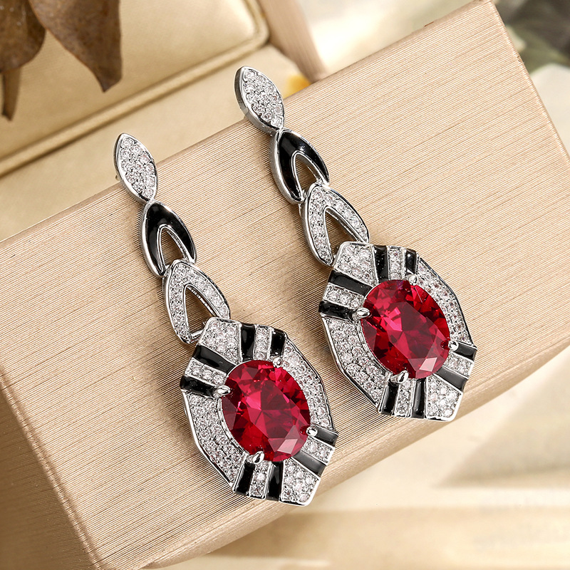 アールデコ オーバルカット エメラルド サファイア ルビー  - Women Jewelry Accessories For Black Dress のレビューと価格