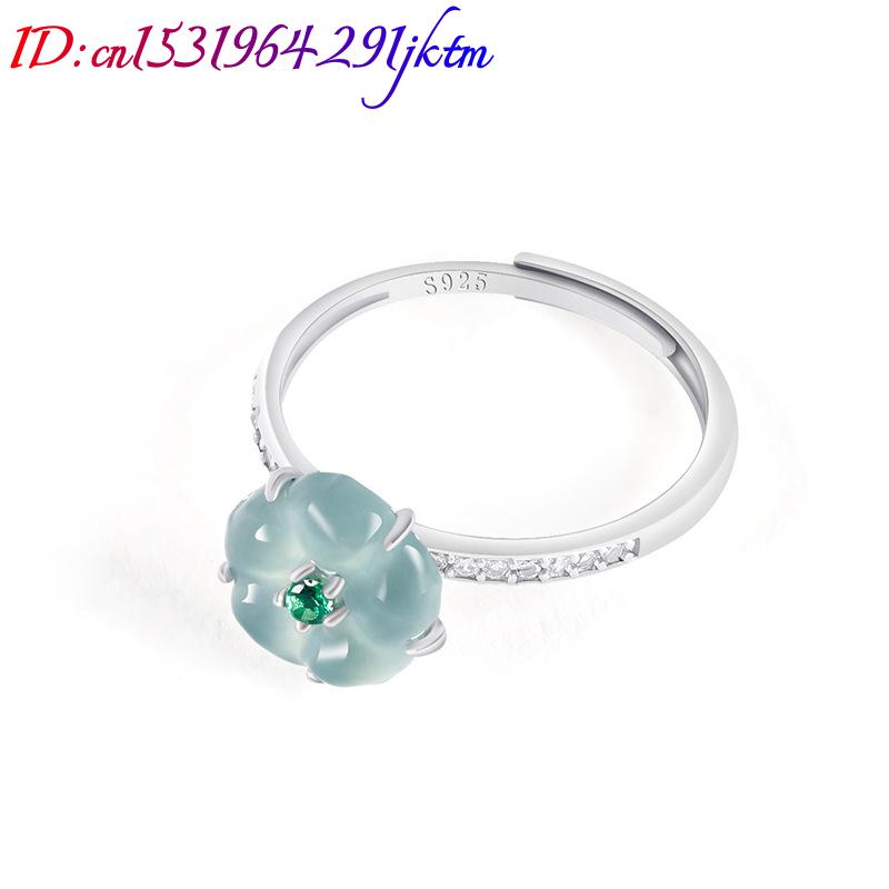 ブルービルマ翡翠フラワーリング 925 シルバー天然ビルマ翡 - Women Accessories To Gift のレビューと価格