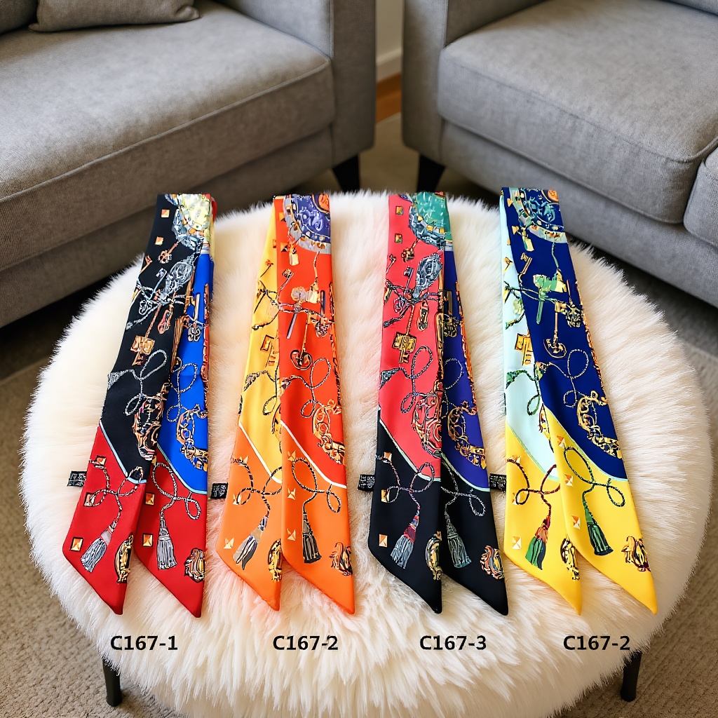 プリントスカーフ四季プレゼント女性ツイル小さなシルクラップバ - Women Accessories In Wholesale のレビューと価格