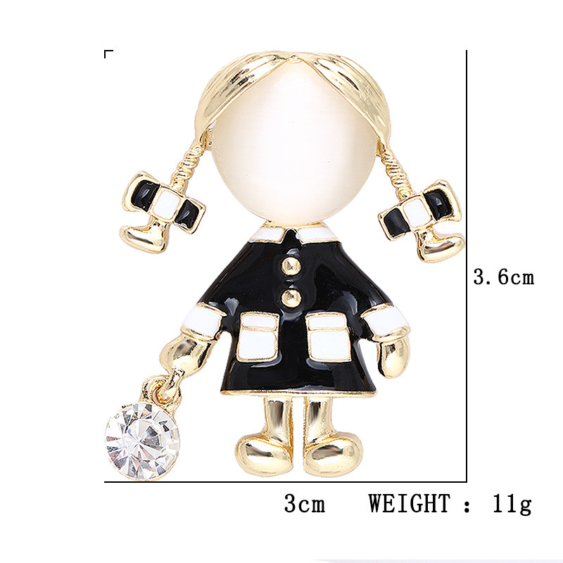 絶妙なかわいい女の子黒エナメルブローチ女性のためのオパールド - Women Jewelry Accessories For Black Dress のレビューと価格