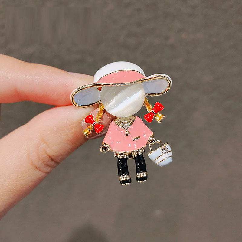 絶妙なかわいい女の子黒エナメルブローチ女性のためのオパールド - Women Jewelry Accessories For Black Dress のレビューと価格