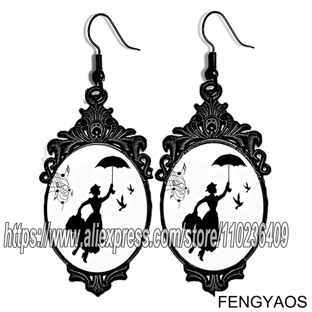 新しい黒のメアリーポピンズダングルイヤリング女性用傘を持った - Women Jewelry Accessories For Black Dress のレビューと価格