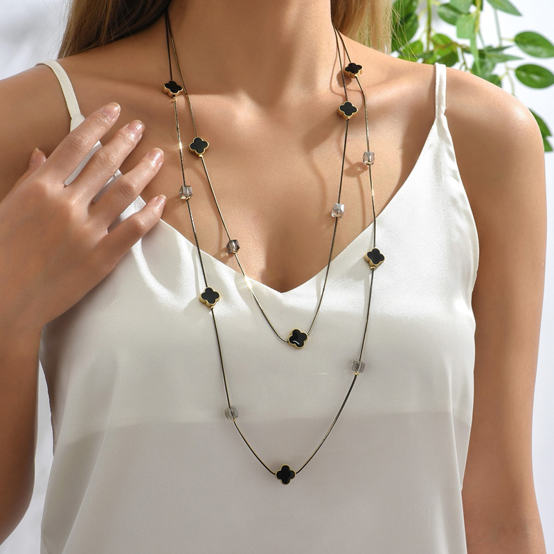 多層ブラックビーズチェーンロングネックレス & ペンダント新 - Women Jewelry Accessories For Black Dress のレビューと価格