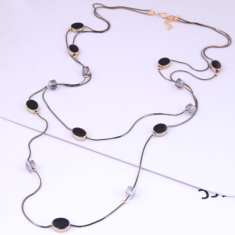 多層ブラックビーズチェーンロングネックレス & ペンダント新 - Women Jewelry Accessories For Black Dress のレビューと価格