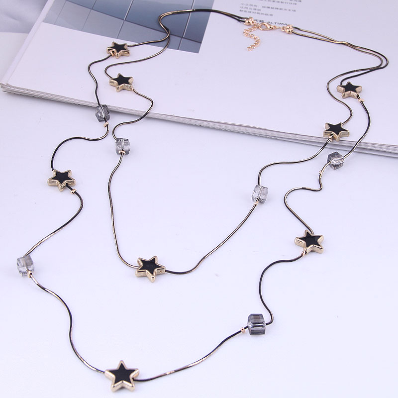 多層ブラックビーズチェーンロングネックレス & ペンダント新 - Women Jewelry Accessories For Black Dress のレビューと価格