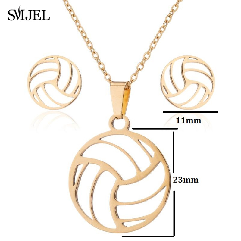 女性のためのステンレス鋼のネックレスとイヤリングのセット,ボ - Women'S Volleyball Accessories のレビューと価格