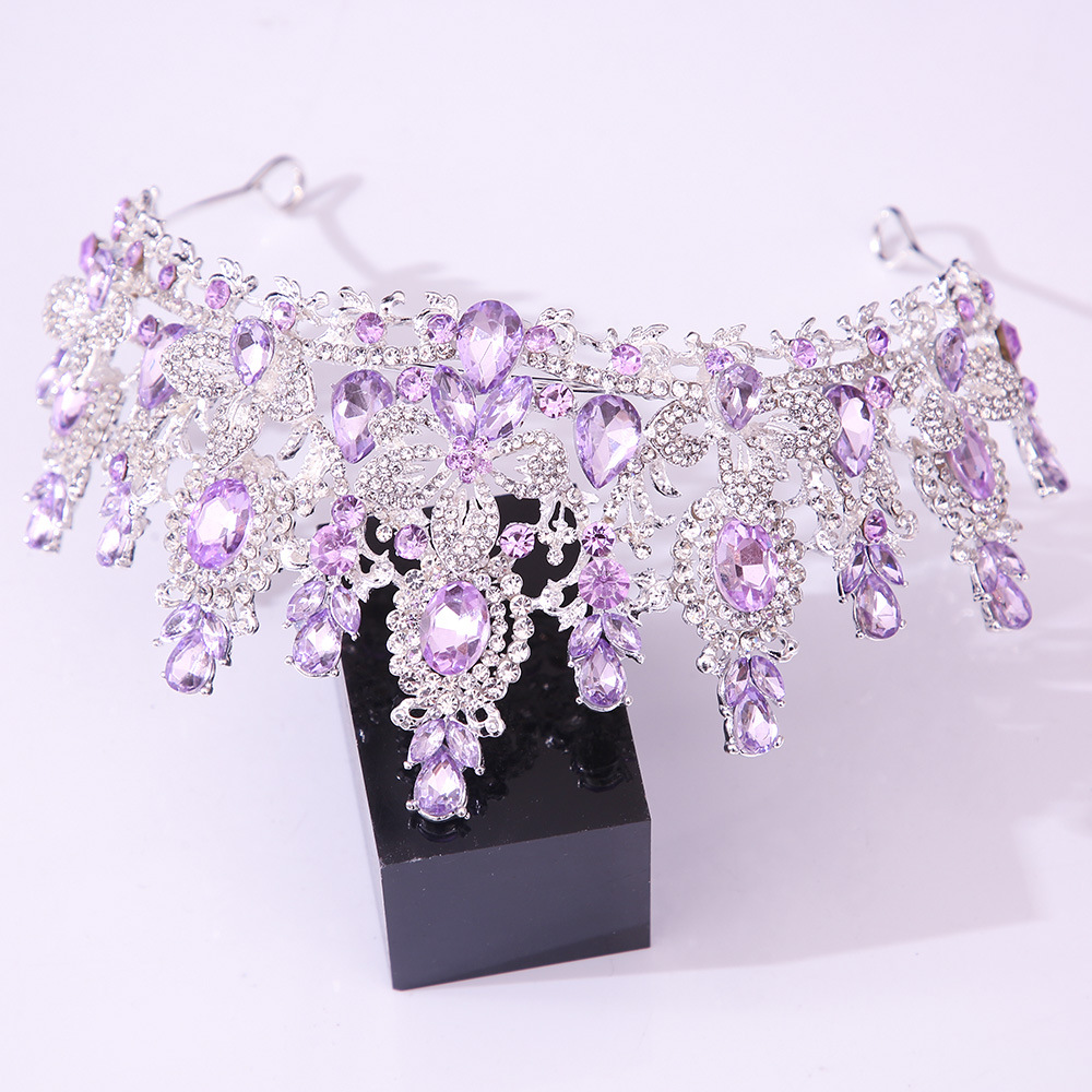 バロックプリンセスレッドクリスタル水滴ブライダルティアラクラ - Women Jewelry Accessories For Black Dress のレビューと価格