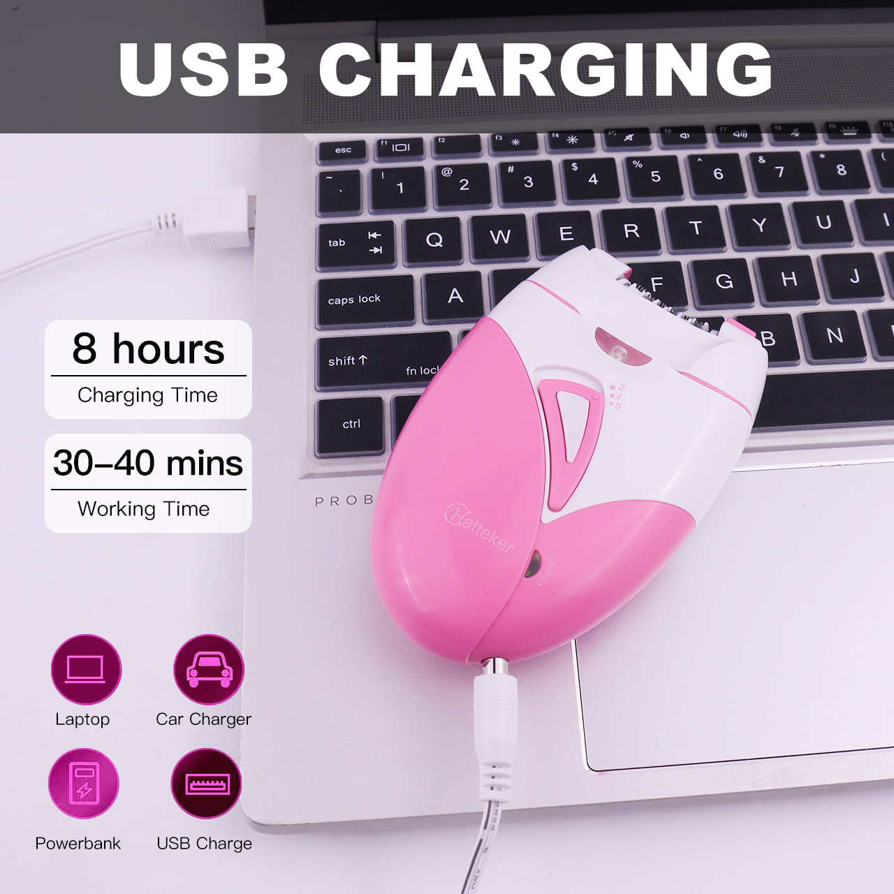 ハッテカー電動脱毛器クランプホイールタイプ、男女兼用、USB - Women Accessories Clearance のレビューと価格