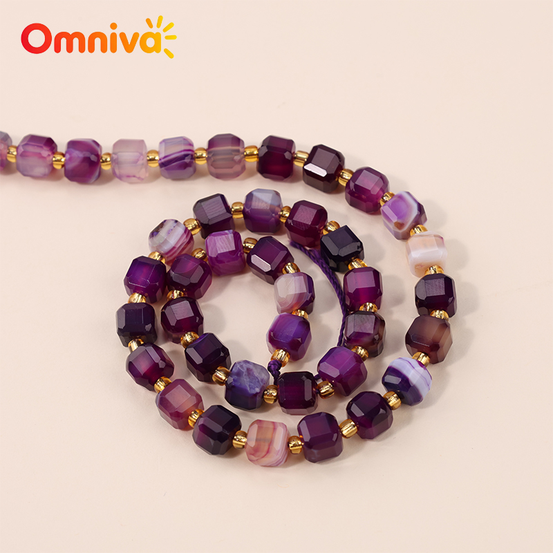 パープルライン瑪瑙石天然手作りファセットビーズ DIY 女性 - Women Accessories In Wholesale のレビューと価格