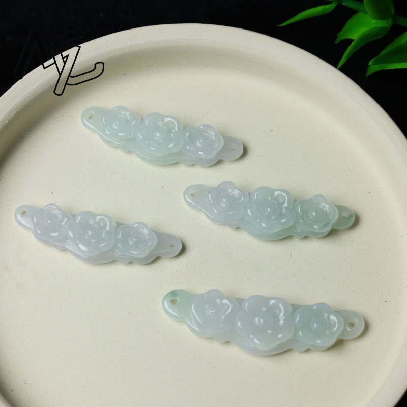 1pc 天然翡翠エメラルドフラワーハンドカード DIY アク - Women Accessories To Gift のレビューと価格