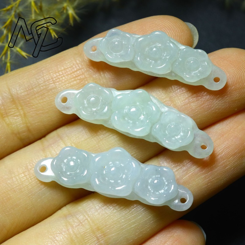 1pc 天然翡翠エメラルドフラワーハンドカード DIY アク - Women Accessories To Gift のレビューと価格