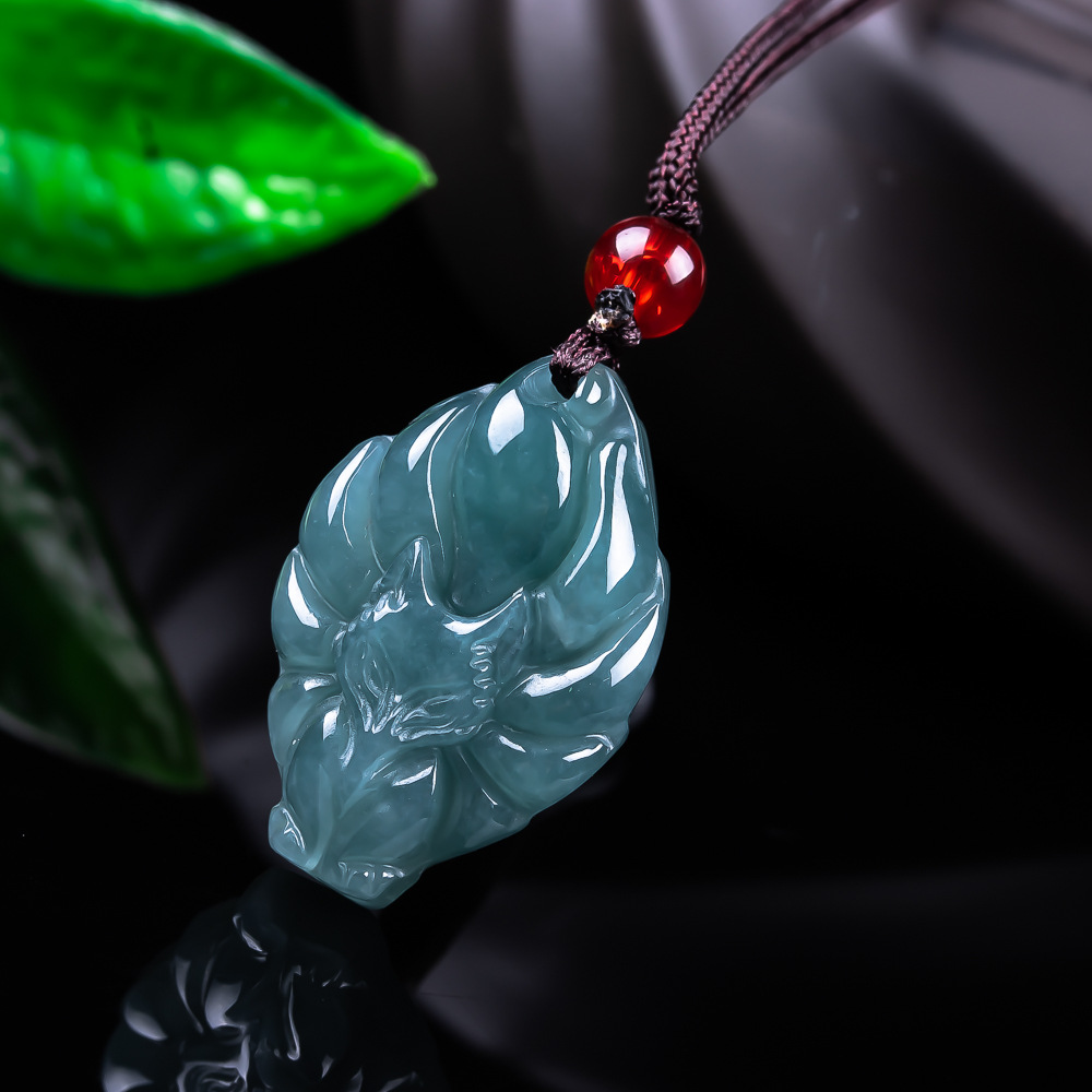 天然ビルマ翡翠フォックスペンダントネックレスヴィンテージアク - Women Accessories To Gift のレビューと価格