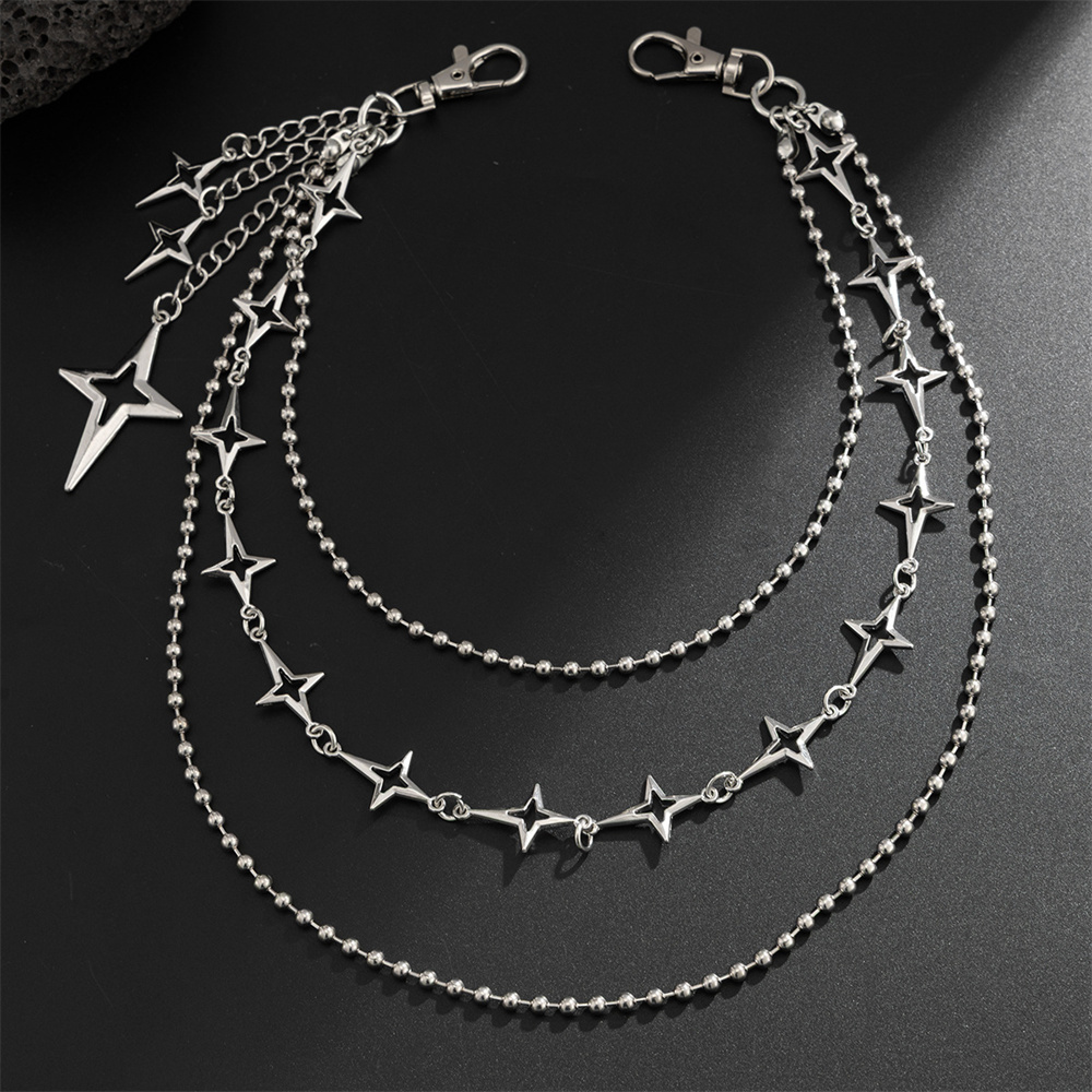 パンク多層メタルスターペンダントパンツチェーンヒップホップウ - Women'S Jeans Accessories Chain のレビューと価格