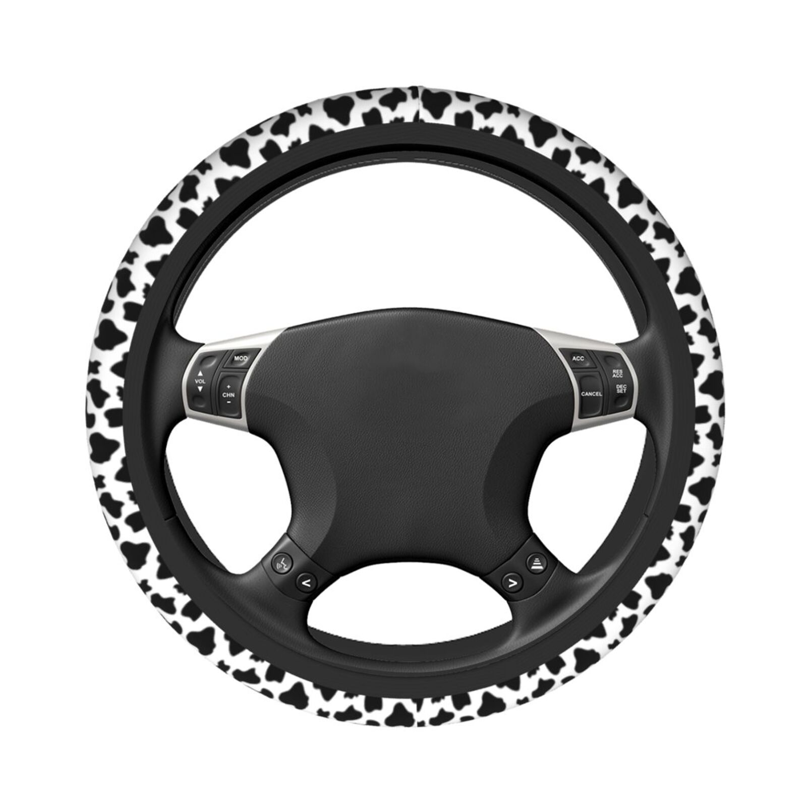 黒と白の牛柄ステアリングホイールユニバーサル15インチ車アク - Women'S Accessories Vans のレビューと価格