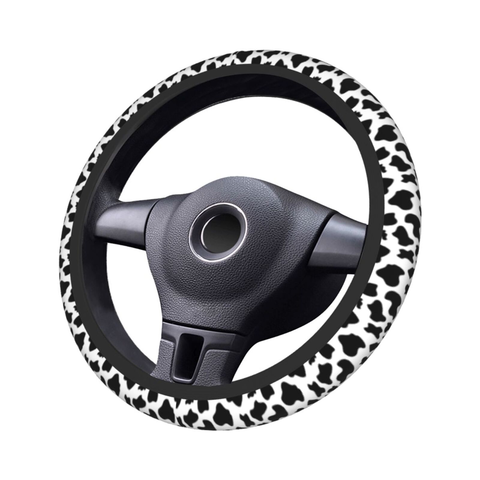 黒と白の牛柄ステアリングホイールユニバーサル15インチ車アク - Women'S Accessories Vans のレビューと価格