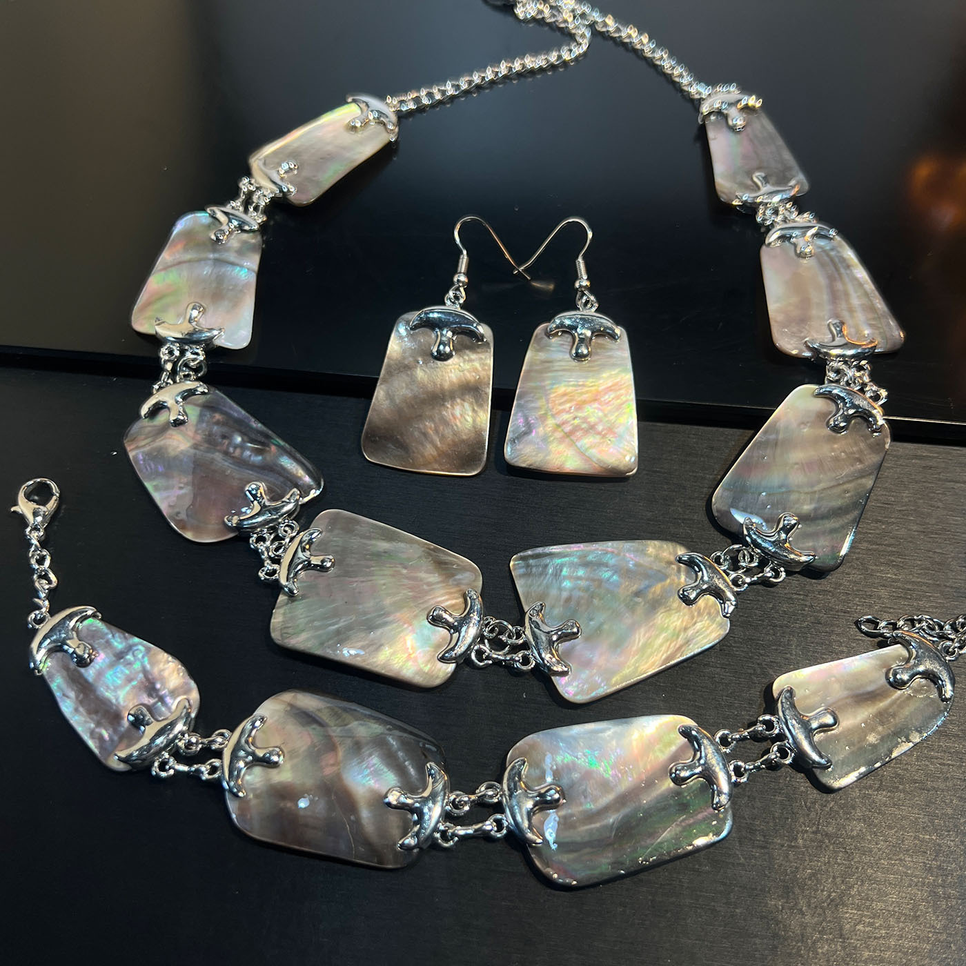 セットジュエリーアワビ白黒貝殻バロック女性用イブニングパーテ - Women Jewelry Accessories For Black Dress のレビューと価格