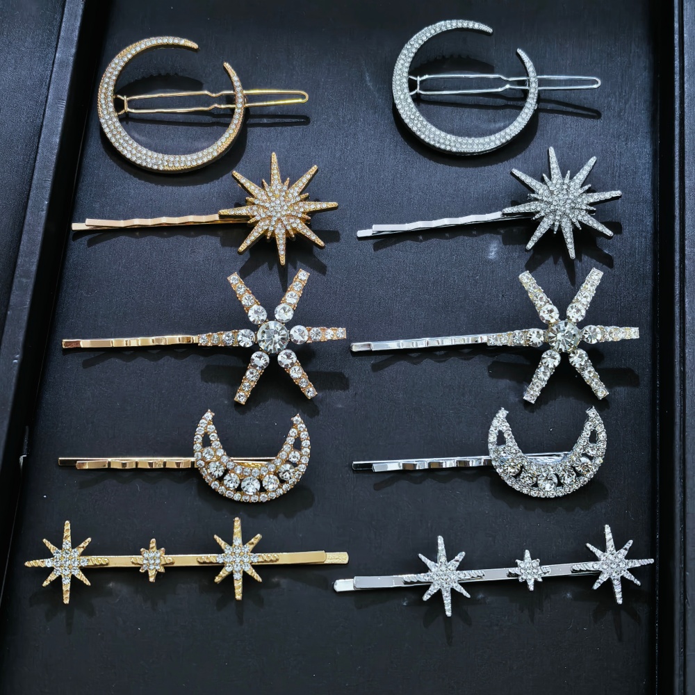 3/4 個セットクリスタルスターヘアピン女性ガールズメタルヘ - Women Knight Accessories のレビューと価格