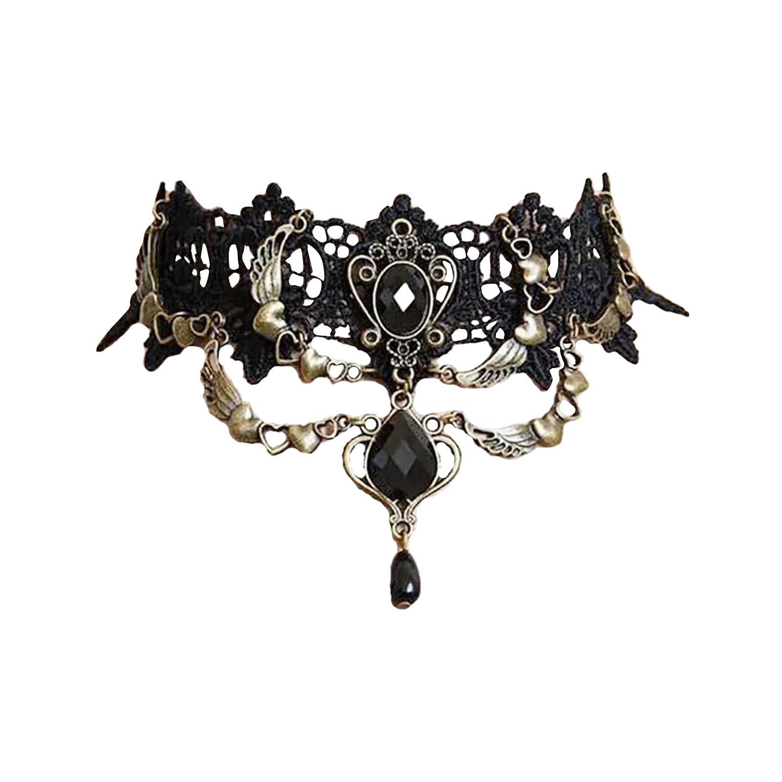 コートゴシックブラックレースネクタイチョーカーティアドロップ - Women Jewelry Accessories For Black Dress のレビューと価格