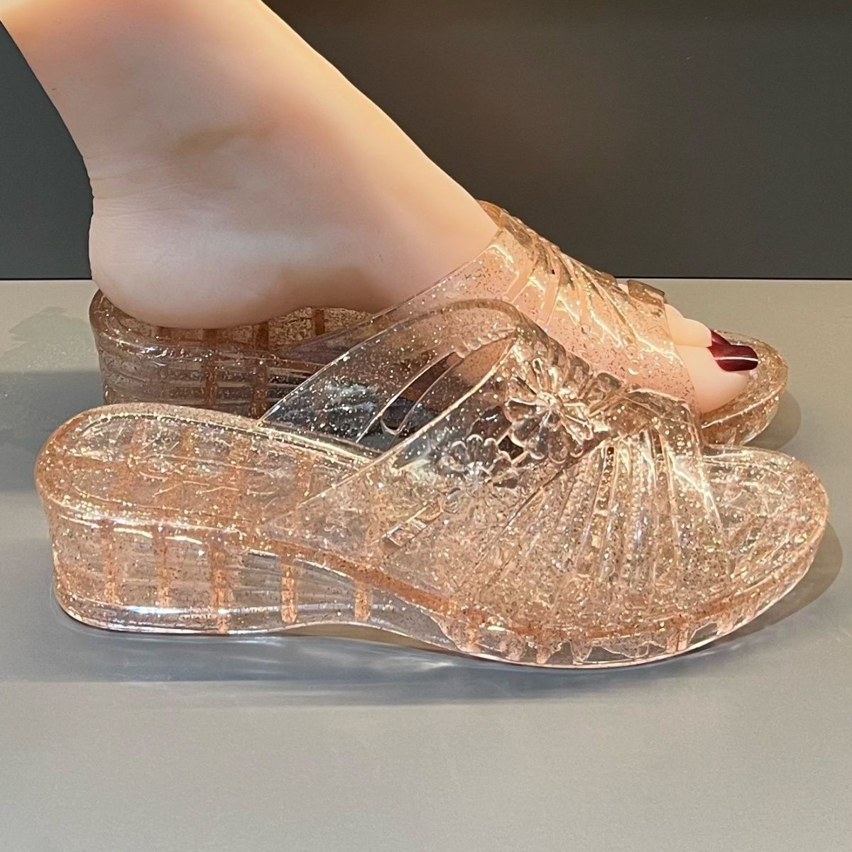 WFashion パープルグリッターゼリーウェッジサンダル女 - Women'S Shoes And Accessories のレビューと価格