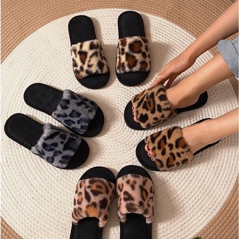 2025年冬用 暖かいふわふわのレオパード柄スリッパ レディ - Women'S Shoes And Accessories のレビューと価格