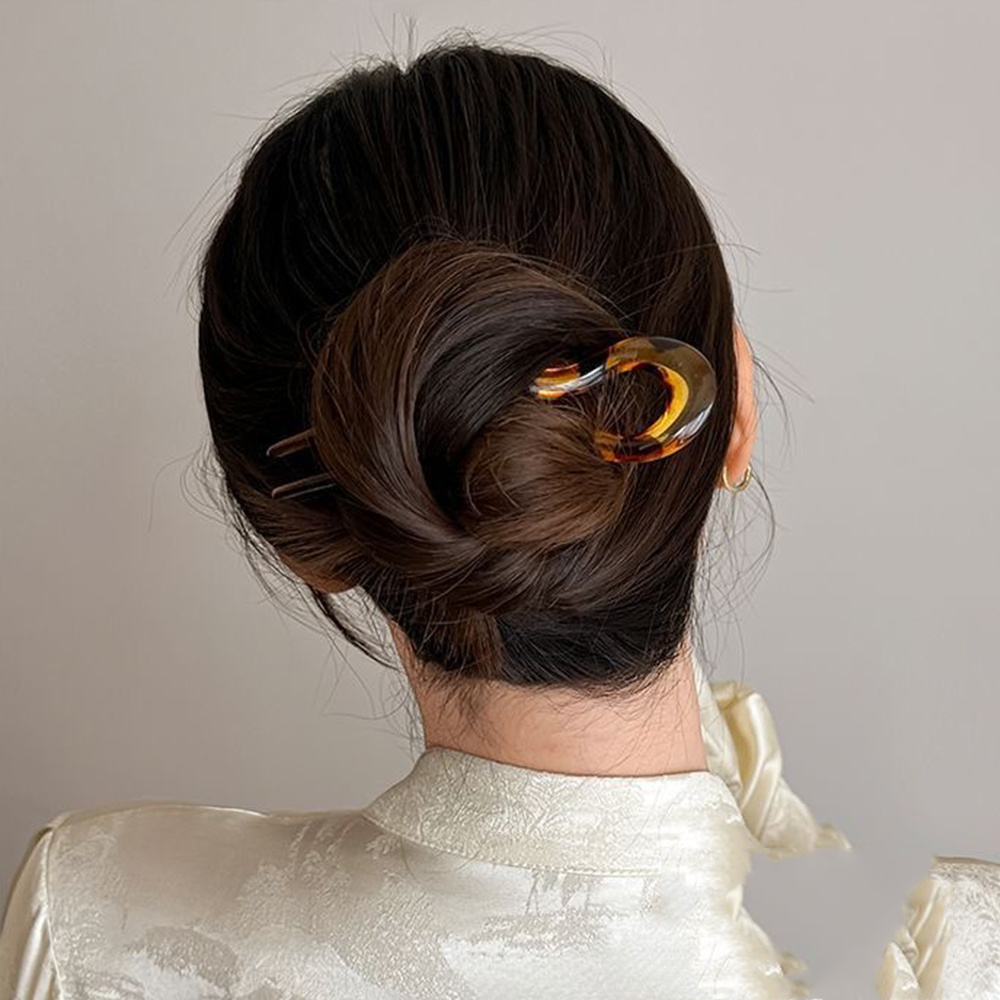 U 字型ヘアフォークファッションべっ甲模様アセテートアクリル - Women Knight Accessories のレビューと価格