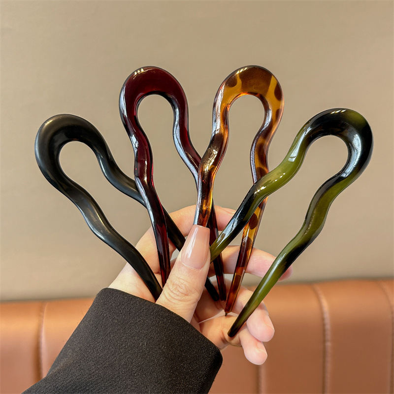 U 字型ヘアフォークファッションべっ甲模様アセテートアクリル - Women Knight Accessories のレビューと価格