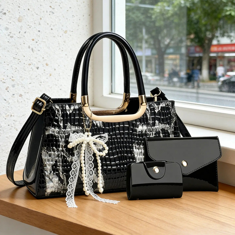 レディースハンドバッグセット、クロコダイル柄イブニングクラッ - Women Accessories To Gift のレビューと価格