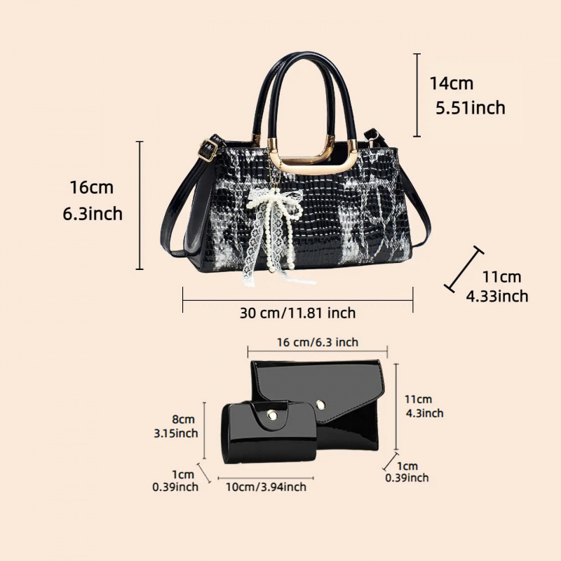レディースハンドバッグセット、クロコダイル柄イブニングクラッ - Women Accessories To Gift のレビューと価格