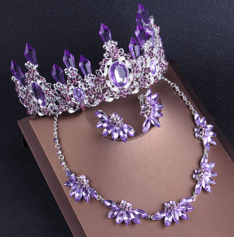 ノーブルパープルクリスタルブライダルジュエリーセットネックレ - Women Jewelry Accessories For Black Dress のレビューと価格